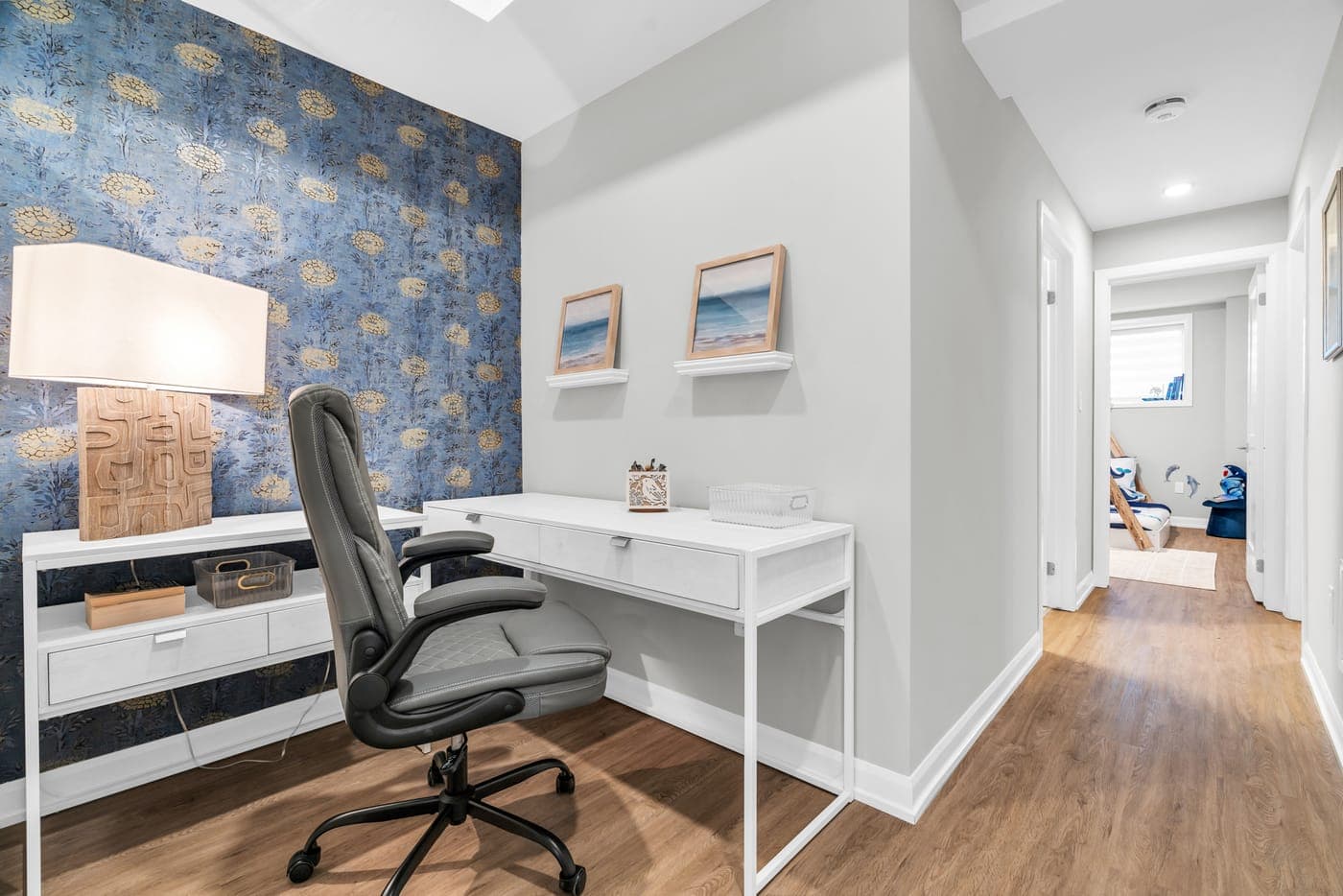 Den set up as a home office in the Monarch model home.